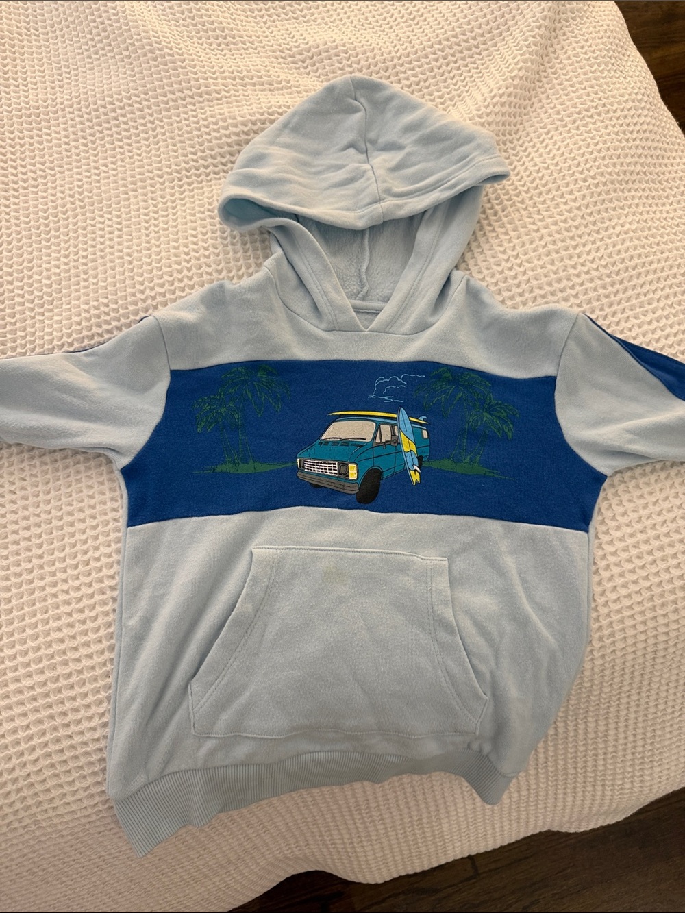 Chaser Light Blue Pullover Hoodie with Surf Van Graphic